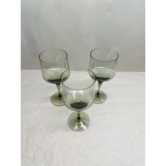 Vintage Rare MCM Orrefors Rhapsody Smoked Crystal Wine Glass Set of 3 6.25 in - Picture 2 of 5